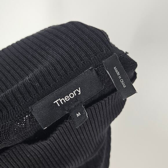 Theory Racking Stripe Silk Cotton Double Knit Cropped Sweater M - Picture 9 of 10